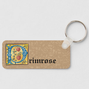 Llavero Letra medieval floral iluminada monograma P