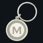 Llavero Letra mínima clásica mínima monograma de sabio<br><div class="desc">Cadena de teclas monogramada moderna con monograma inicial en verde sabio y blanco.</div>