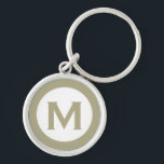 Llavero Letra mínima clásica mínima monograma de sabio<br><div class="desc">Cadena de teclas monogramada moderna con monograma inicial en verde sabio y blanco.</div>