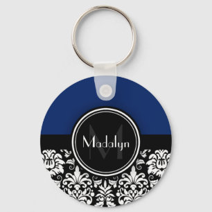 Llavero Letra monograma de la máscara blanca negra de la m