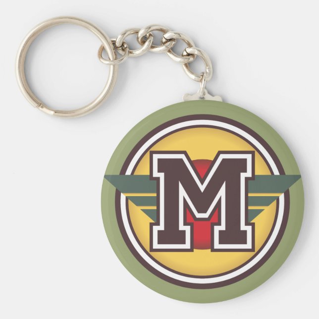 Llavero Letra monograma M inicial personalizado (Frente)
