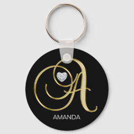 Llavero Letra monogramada A de oro personalizada elegante
