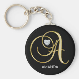 Llavero Letra monogramada A de oro personalizada elegante