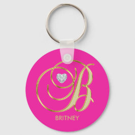Llavero Letra monogramada B de oro rosado caliente persona