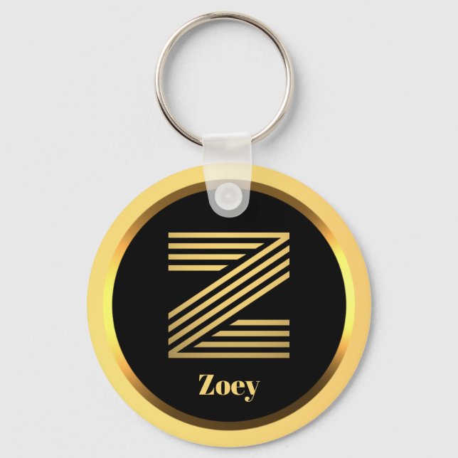 Llavero Letra monogramada de oro Z Keychain personalizada (Anverso)