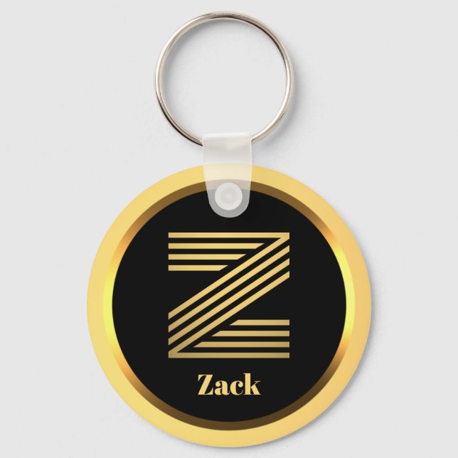 Llavero Letra monogramada de oro Z personalizada (Anverso)