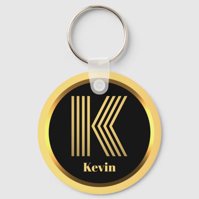Llavero Letra monogramada K Gold Keychain personalizada (Anverso)