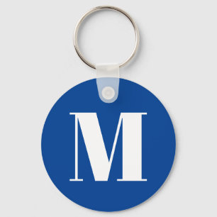 Llavero Letra profunda azul inicial monograma moderno esti