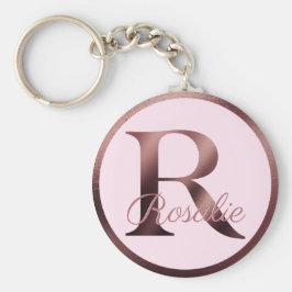 Llavero Letra R Elegante Monograma de oro de Rosa metálico