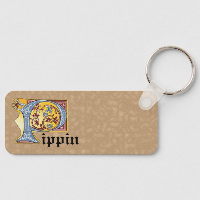 Llavero Letra rectangular azul y roja marfil iluminada P (Anverso)