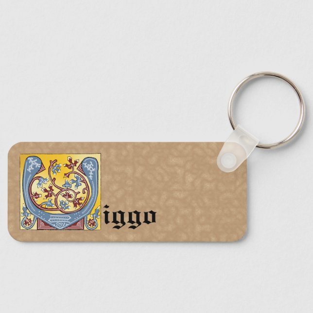 Llavero Letra rectangular azul y roja marfil iluminada V (Anverso)