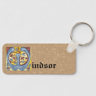 Llavero Letra rectangular azul y roja marfil iluminada W