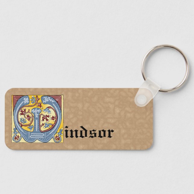 Llavero Letra rectangular azul y roja marfil iluminada W (Anverso)