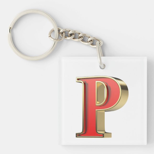 Llavero Letra roja de vidrio P (Frente)