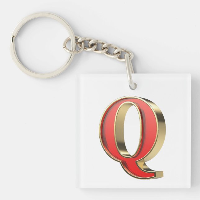 Llavero Letra roja de vidrio Q (Frente)