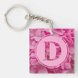 Llavero Letra rosa floral alfabeta "D" y XO