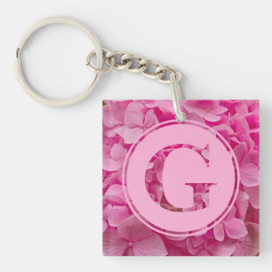 Llavero Letra rosa floral alfabeta "G" y XO
