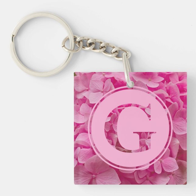 Llavero Letra rosa floral alfabeta "G" y XO (Frente)