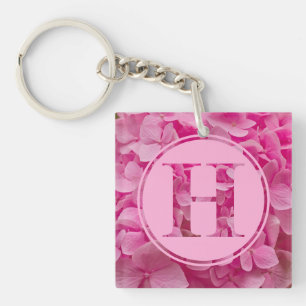 Llavero Letra rosa floral alfabeta "H" y XO