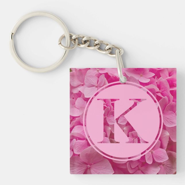 Llavero Letra rosa floral alfabeta "K" y XO (Frente)