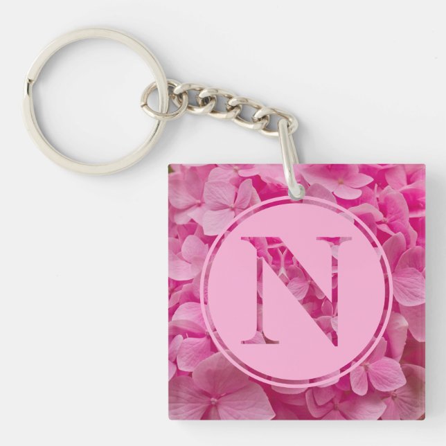 Llavero Letra rosa floral alfabeta "N" y XO (Frente)