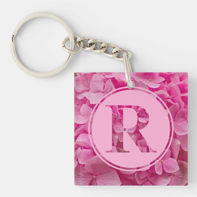 Llavero Letra rosa floral alfabeta "R" y XO (Frente)