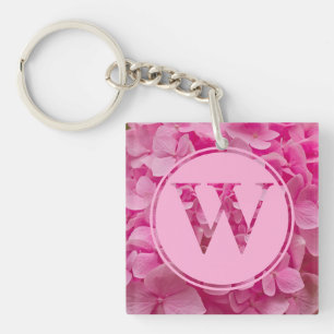 Llavero Letra rosa floral alfabeta "W" y XO