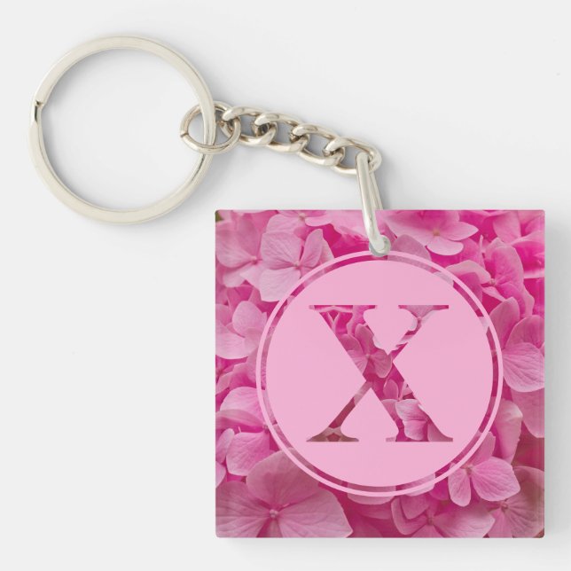 Llavero Letra rosa floral alfabeta "X" y XO (Frente)