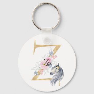 Llavero Letra Z monograma nombre personalizado con caballo