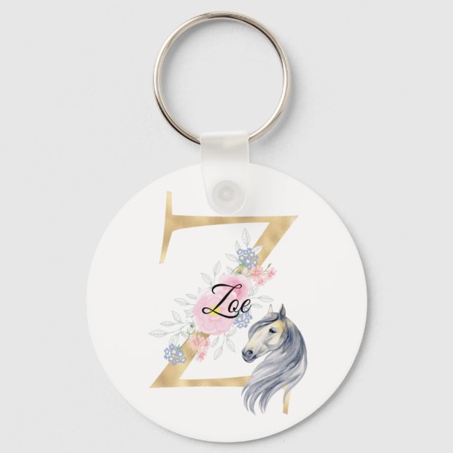 Llavero Letra Z monograma nombre personalizado con caballo (Anverso)
