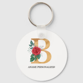 Llavero Letras de nombre de monograma Gold y red