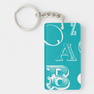 Llavero Letras decorativas en fondo azul