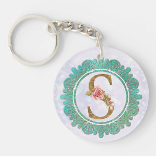 Llavero Letras Iniciales de Monograma Elegante con Mandala