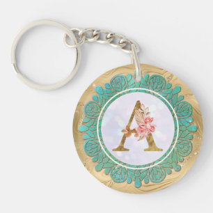 Llavero Letras Iniciales de Monograma Elegante con Mandala