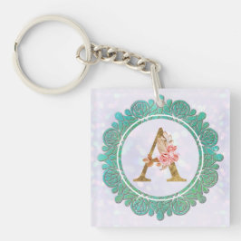 Llavero Letras Iniciales de Monograma Elegante con Mandala