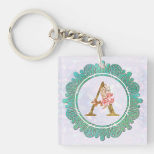 Llavero Letras Iniciales de Monograma Elegante con Mandala