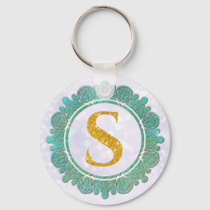 Llavero Letras Iniciales de Monograma Elegante con Mandala