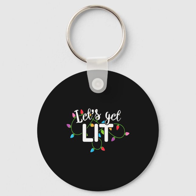 Llavero Lets Get Lit Funny Christmas Drinking Apparel Xma  (Anverso)