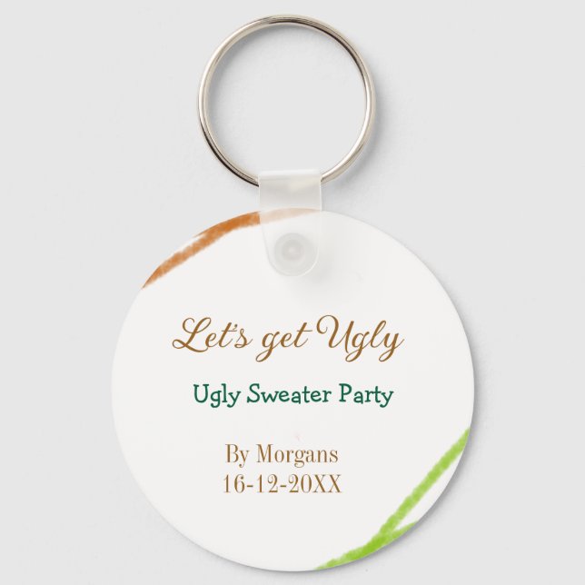 Llavero Let's get ugly Christmas ugly sweater Partyorange  (Anverso)