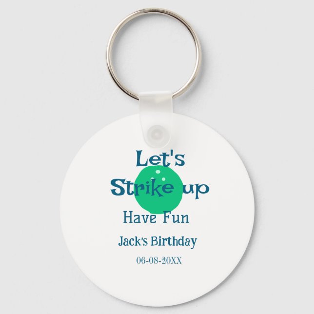 Llavero Let's strike up have fun green ball birthday name  (Anverso)