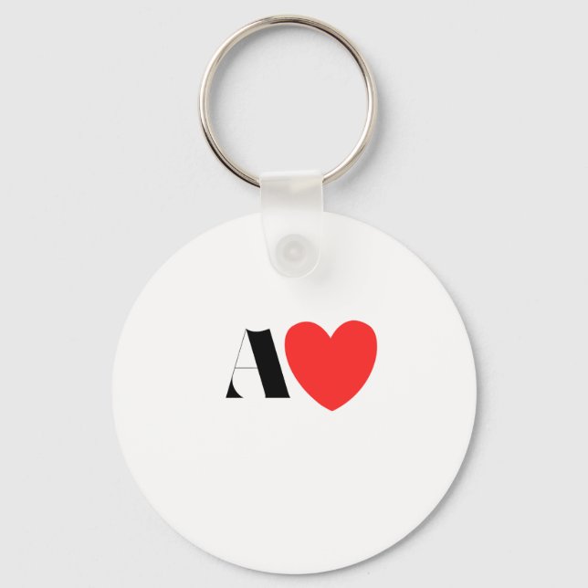 Llavero Letter A Heart - Valentine Initial Love Design (Anverso)