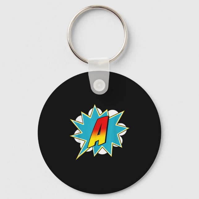 Llavero Letter A Superhero Name Comic Letter Retro Costume (Anverso)