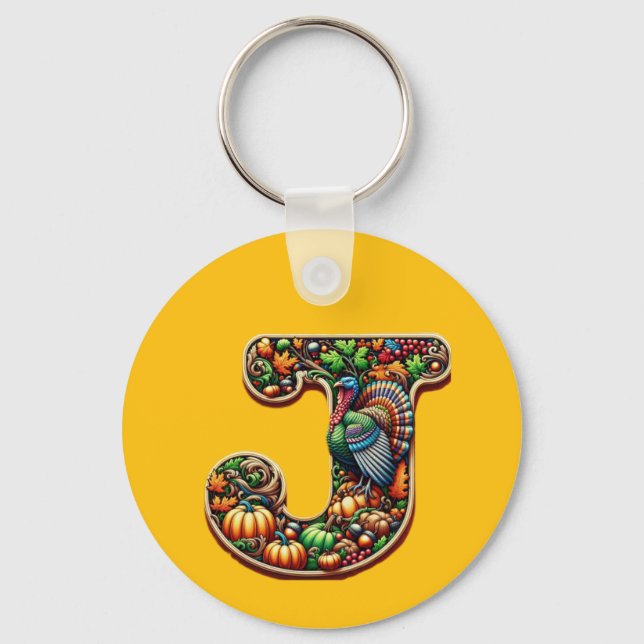 Llavero Letter J Thanksgiving style gift  (Anverso)