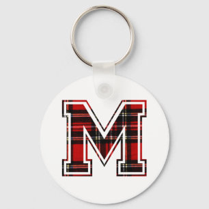 Llavero Letter M First Name Monogram Initial Tartan Print