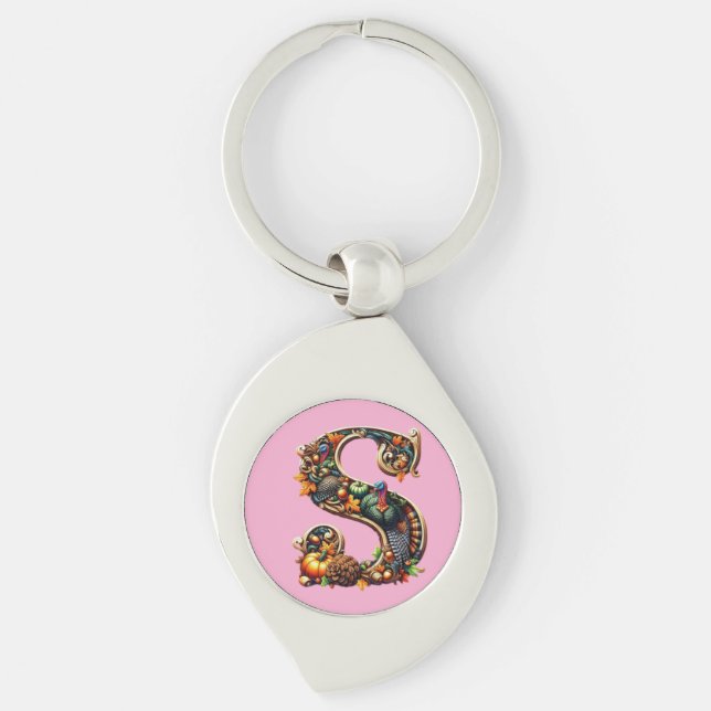 Llavero Letter S Thanksgiving turkey style gift  (Anverso)