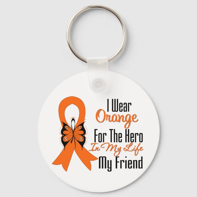 Llavero Leukemia Naranja Ribbon Hero Mi Amigo (Anverso)