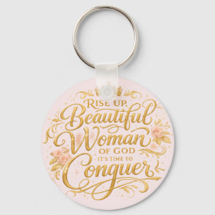 Llavero Levántate Mujer Hermosa de Dios Rosa
