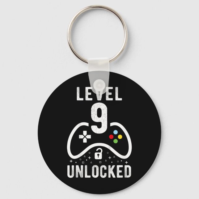 Llavero Level 9 Unlocked Video Game 9th Birthday Gift  (Anverso)