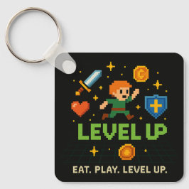 Llavero Level Up Gamer Keychain – Pixel Retro Style