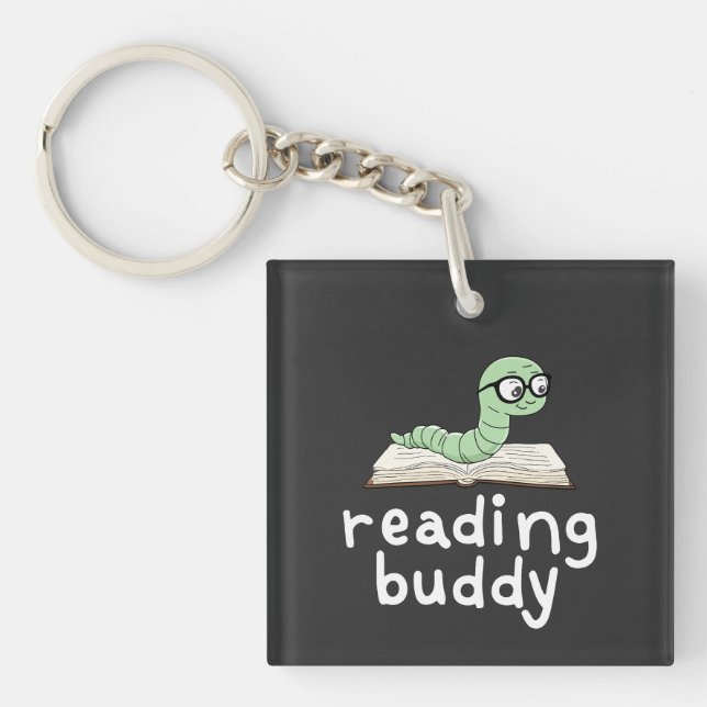Llavero Leyendo librero Buddy Cute con libro (Frente)